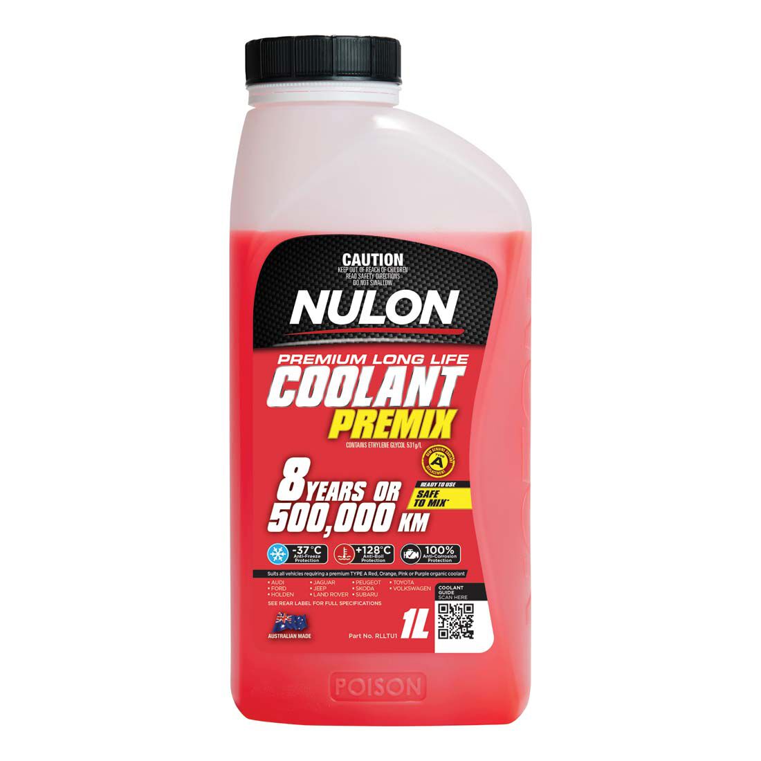 Nulon Red Long Life Anti-Freeze/Anti-Boil Coolant Premix - 1 Litre, , scanz_hi-res