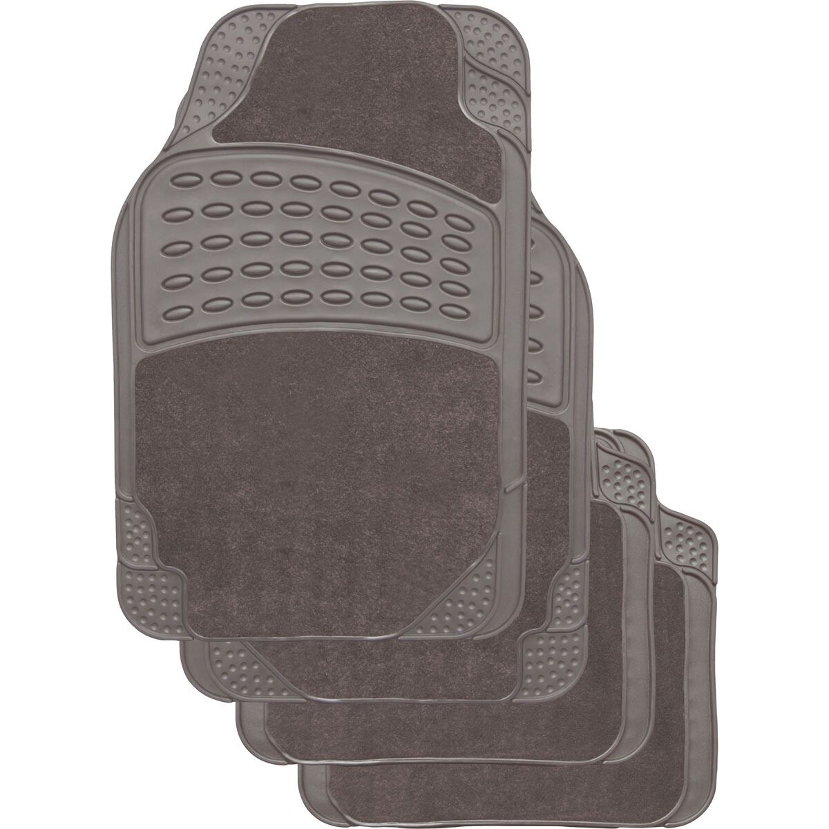 SCA Combo Carpet/PVC Car Floor Mats - Set of 4, Grey, , scanz_hi-res