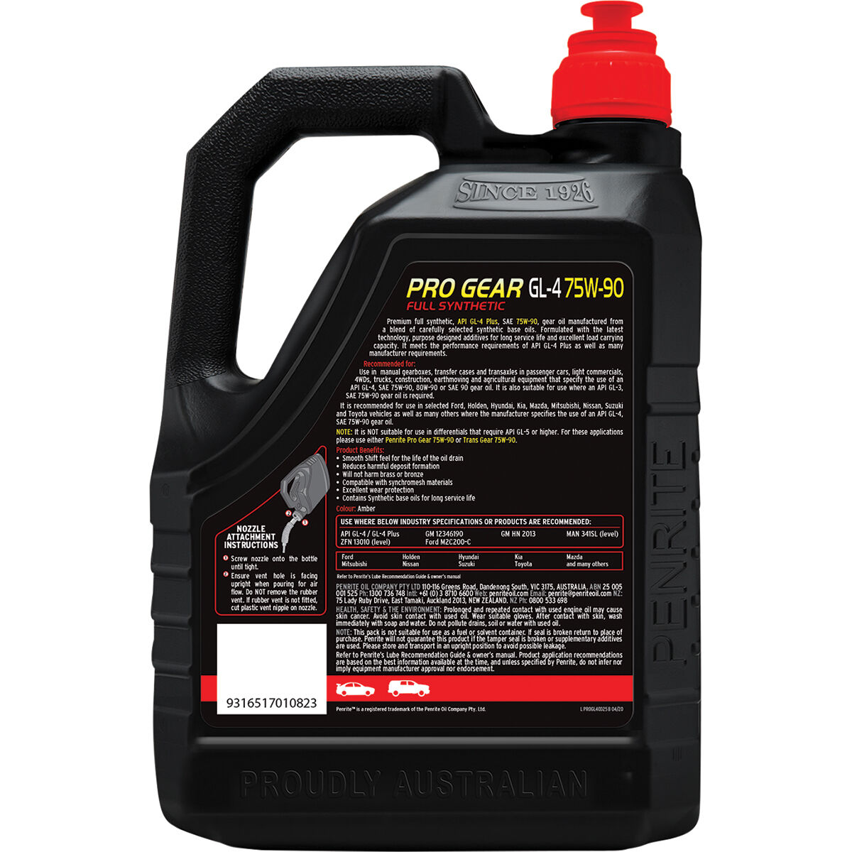 Penrite Pro Gear Oil - GL-4 75W-90  2.5 Litre, , scanz_hi-res