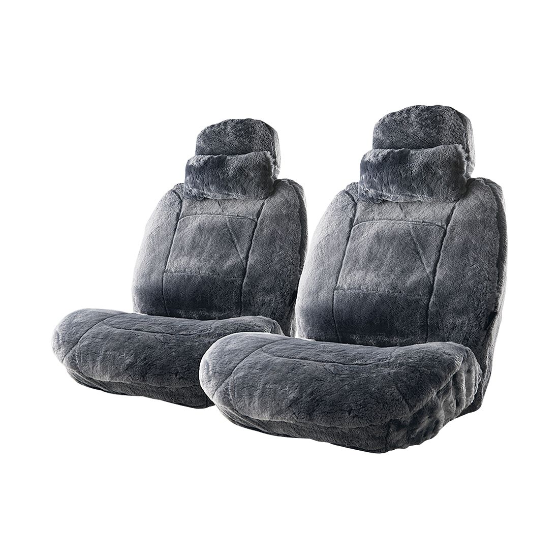 Platinum CLOUDLUX Sheepskin Seat Covers - Slate Adjustable Headrests Size 30 Airbag Compatible, , scanz_hi-res