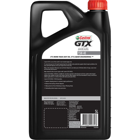 Castrol GTX Diesel Engine Oil 15W40 5 Litre Supercheap Auto New Zealand