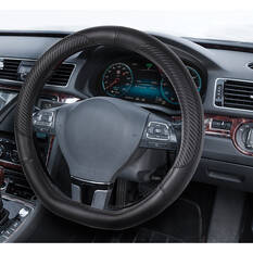 SCA Steering Wheel Cover - Leather Look, Black, D Shape, , scanz_hi-res
