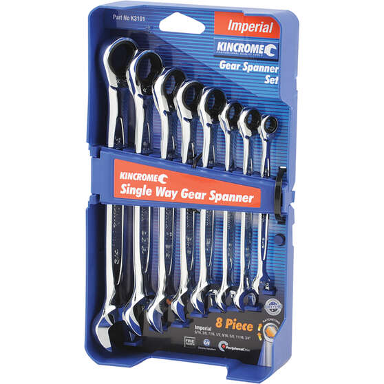 Kincrome Ratchet Spanner Set SAE 8 Piece, , scanz_hi-res