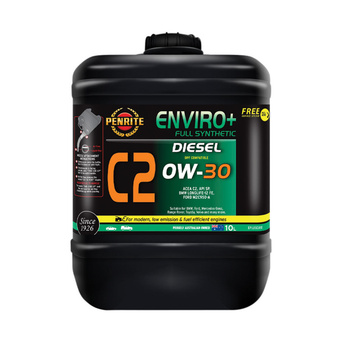 Penrite Enviro+ C2 Engine Oil 0W-30 10 Litre, , scanz_hi-res