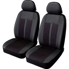 SCA Premium Jacquard & Leather Look Seat Covers - Black/Red Adjustable Headrests Size 30 Front Pair Airbag Compatible, , scanz_hi-res