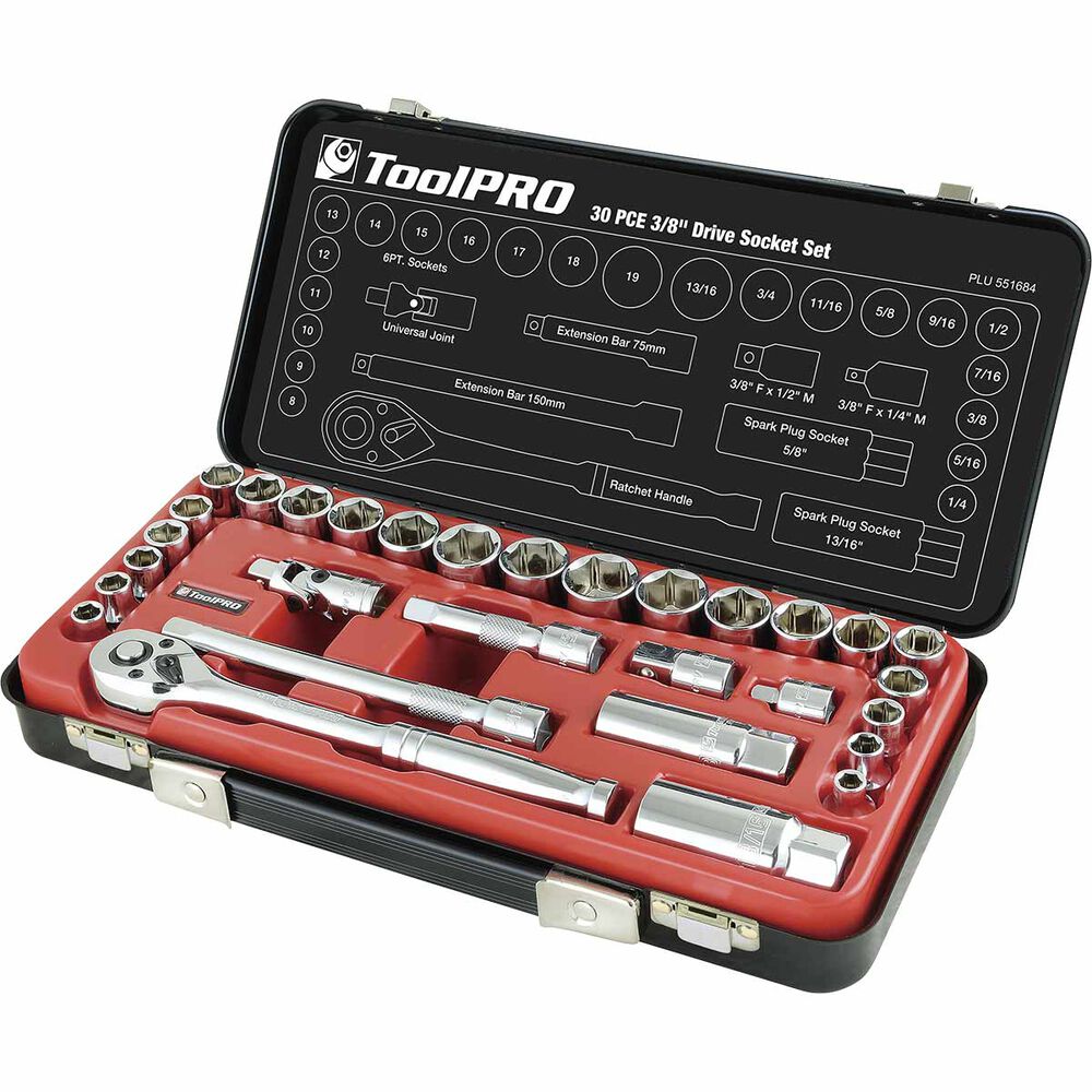 ToolPRO Socket Set 3 / 8 inch Drive, Metric / Imperial, 30 Piece