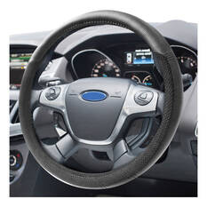 Dickies Premium Leather Look & Suede Steering Wheel Cover Black 380mm Diameter, , scanz_hi-res