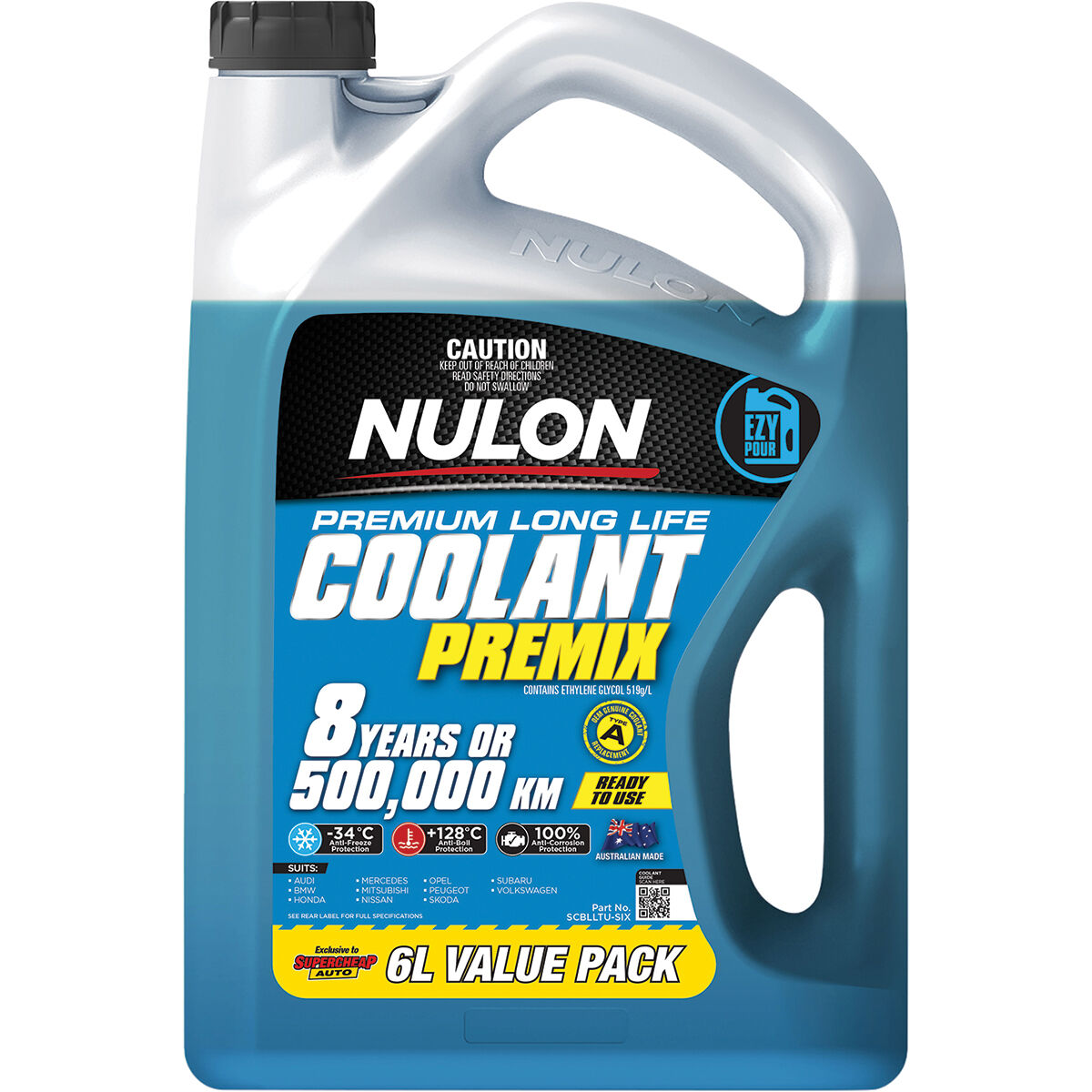 Nulon Blue Anti-Freeze / Anti-Boil Premix Coolant - 6 Litres, , scanz_hi-res