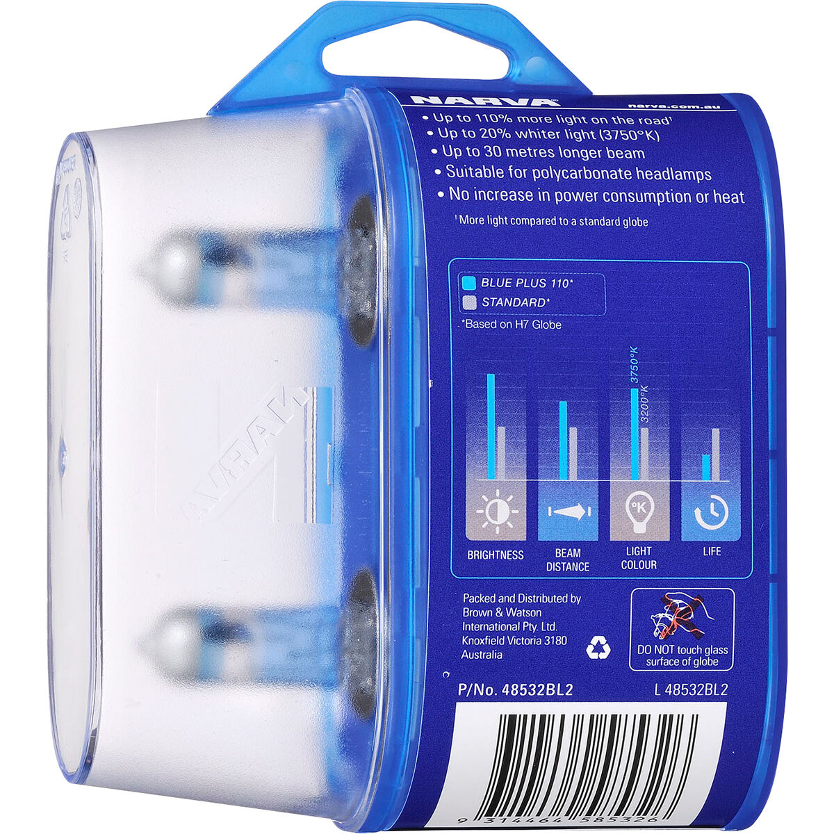 Narva Blue Plus 110 Headlight Globes - H4, 12V 60/55W, 48532BL2, , scanz_hi-res