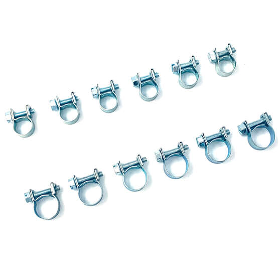 Calibre Hose Clamps - Zinc Plated, 12 Pieces, 9-11mm & 12-14mm, , scanz_hi-res