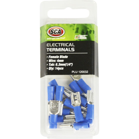 SCA Electrical Terminals - Female Blade, Blue, 6.3mm, 14 Pack, , scanz_hi-res