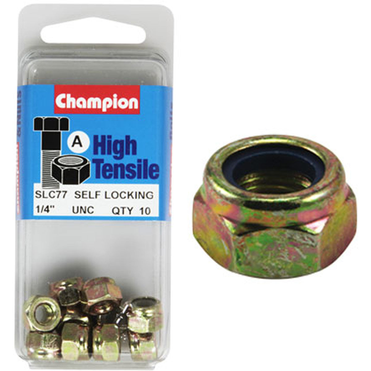 Champion High Tensile Nyloc Nuts SLC77, UNC 1/4, , scanz_hi-res
