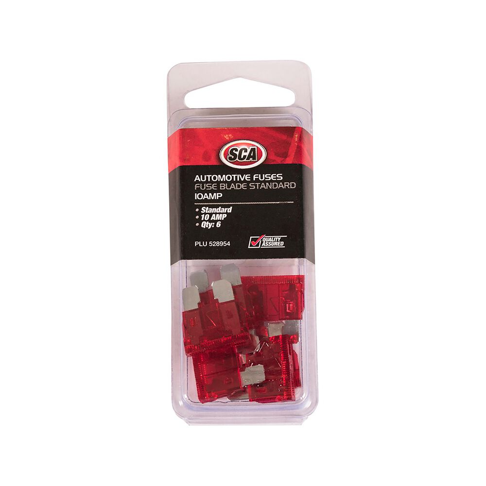 SCA Automotive Fuses Standard Blade, 10 Amp, 6 Piece Supercheap