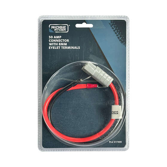 Ridge Ryder 50 AMP Plug - 8mm Eyelet Terminals, 30cm, 8 AWG, , scanz_hi-res
