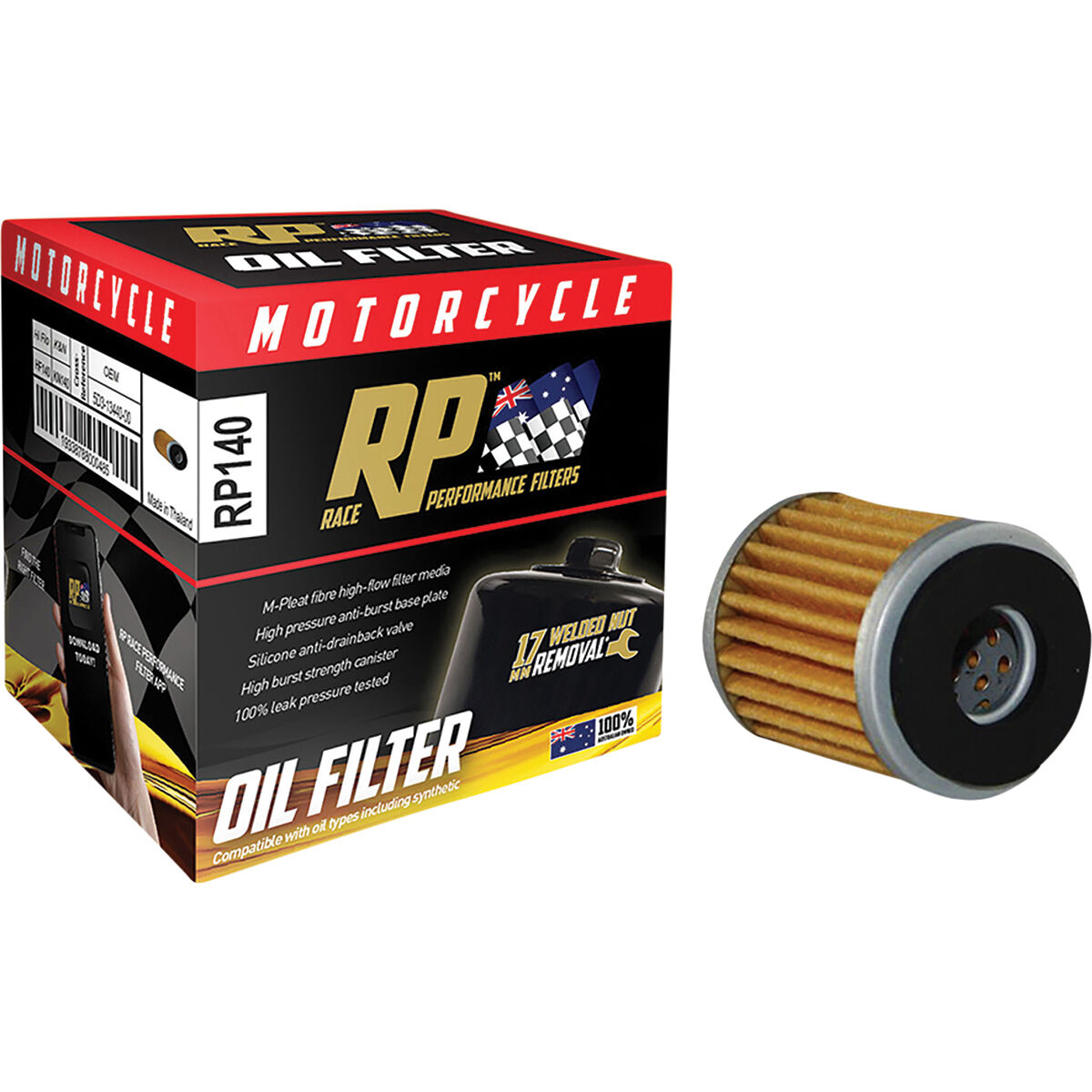 Race Performance Motorcycle Oil Filter RP140, , scanz_hi-res