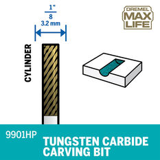Dremel Max Life 3.2mm Tungsten Carbide Carving Bit Sq Top, , scanz_hi-res