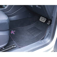 SCA Butterfly Carpet Car Floor Mats - Set of 4, Black/Pink/Blue, , scanz_hi-res
