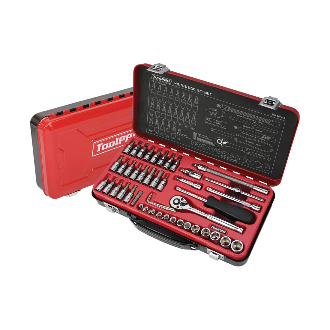 ToolPRO Socket and Bit Set 1/4" Drive Metric/SAE 46 Piece, , scanz_hi-res