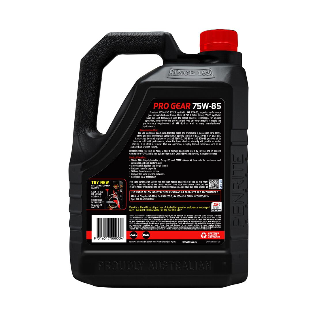Penrite Pro Gear Oil - 75W-85 2.5 Litre, , scanz_hi-res