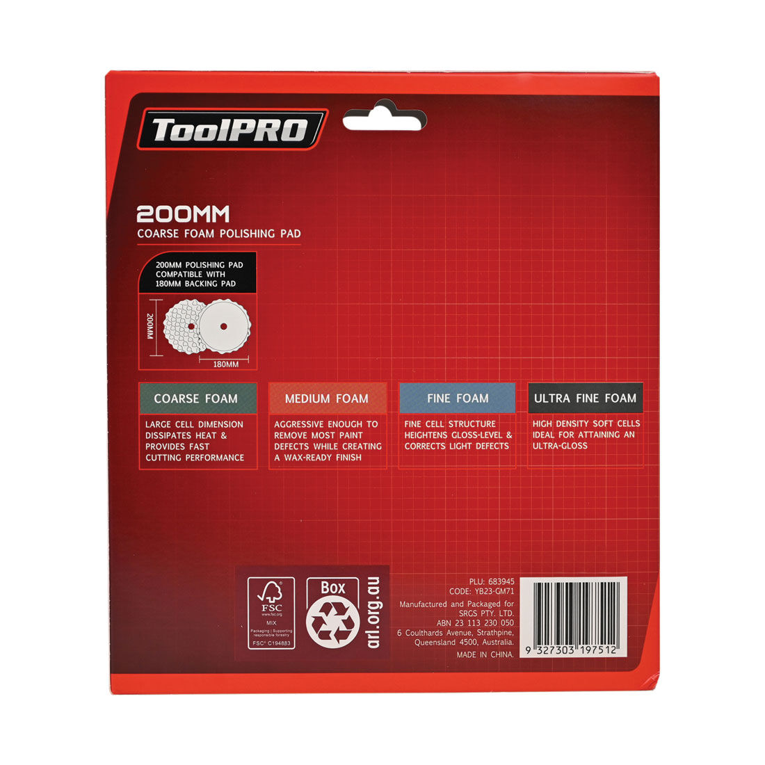 ToolPRO 200mm Coarse Foam Polishing Pad  Green, , scanz_hi-res