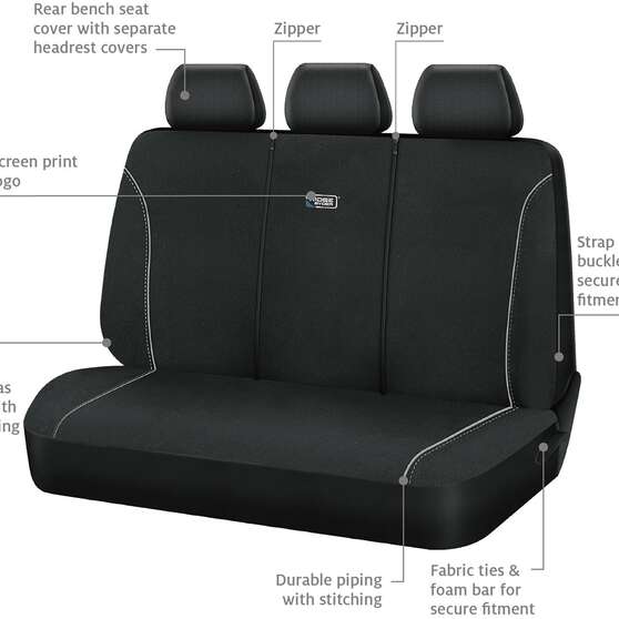 Ridge Ryder Canvas Seat Covers Black/Grey 06H, , scanz_hi-res