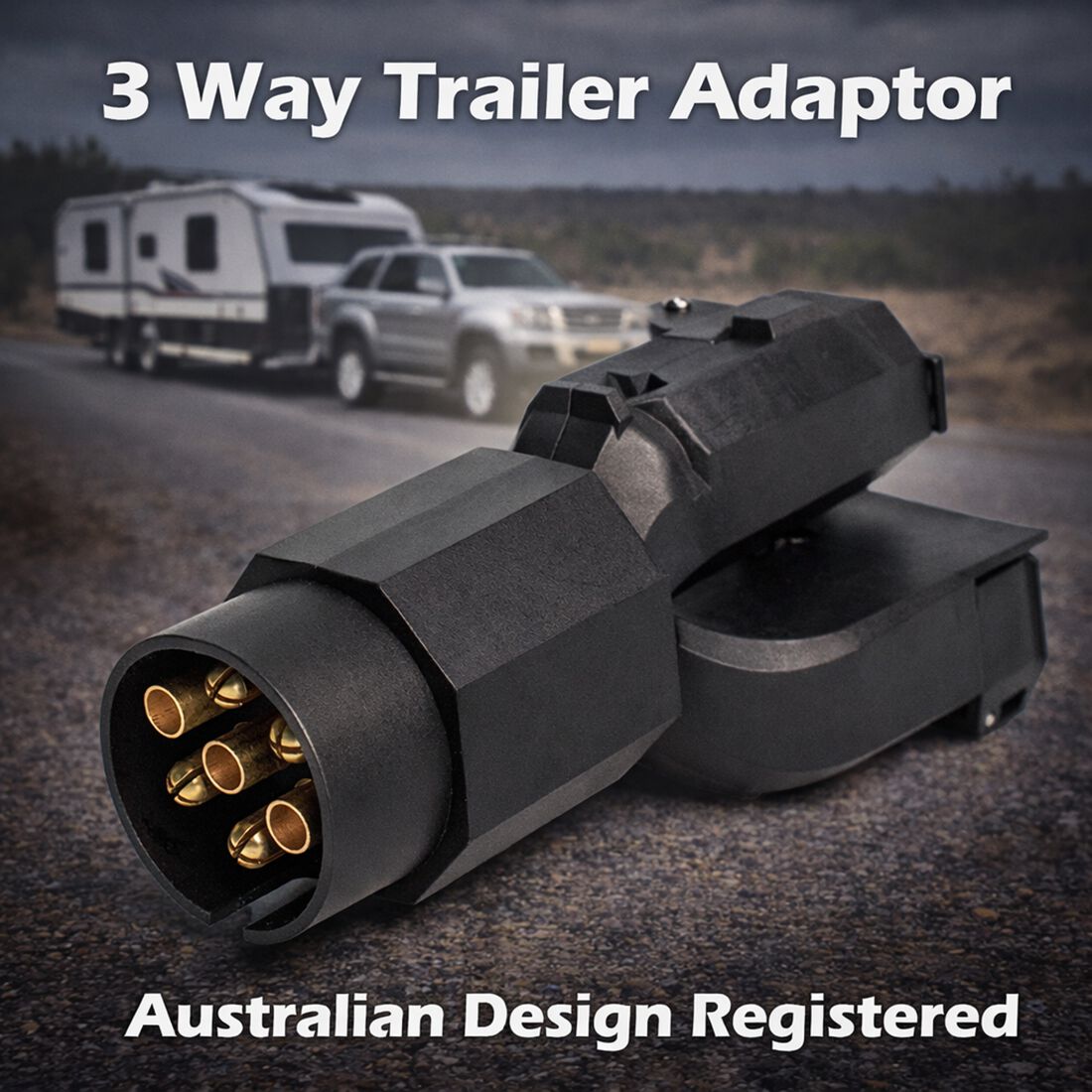 SCA Trailer Adaptor 3 Way 7 Pin Large Round Socket to 7 Pin Small Round Plug, 7 Pin Flat Plug, , scanz_hi-res