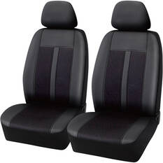 SCA Premium Jacquard & Leather Look Seat Covers Black/Red Adjustable Headrests Airbag Compatible 30SAB, , scanz_hi-res