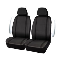 SCA Leather Look & Velour Seat Covers Black Adjustable Headrests Airbag Compatible, , scanz_hi-res