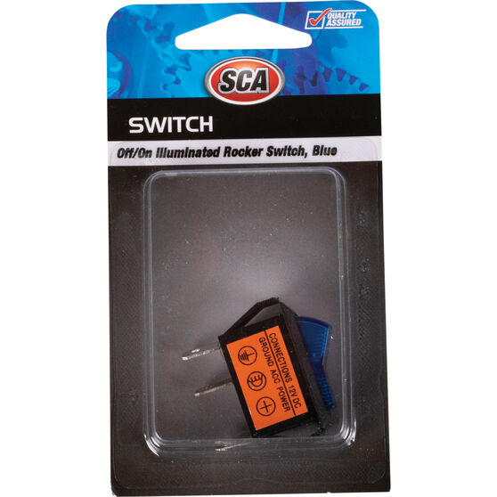 SCA Rocker Switch - 12V On/Off, Illuminated Blue, , scanz_hi-res