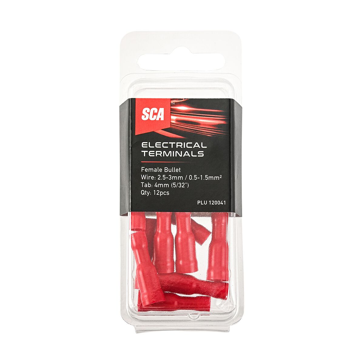SCA Electrical Terminals Female Bullet 4mm Red 12 Pack, , scanz_hi-res