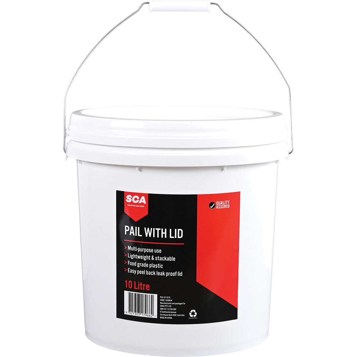 SCA Plastic Pail with Lid 10L, , scanz_hi-res