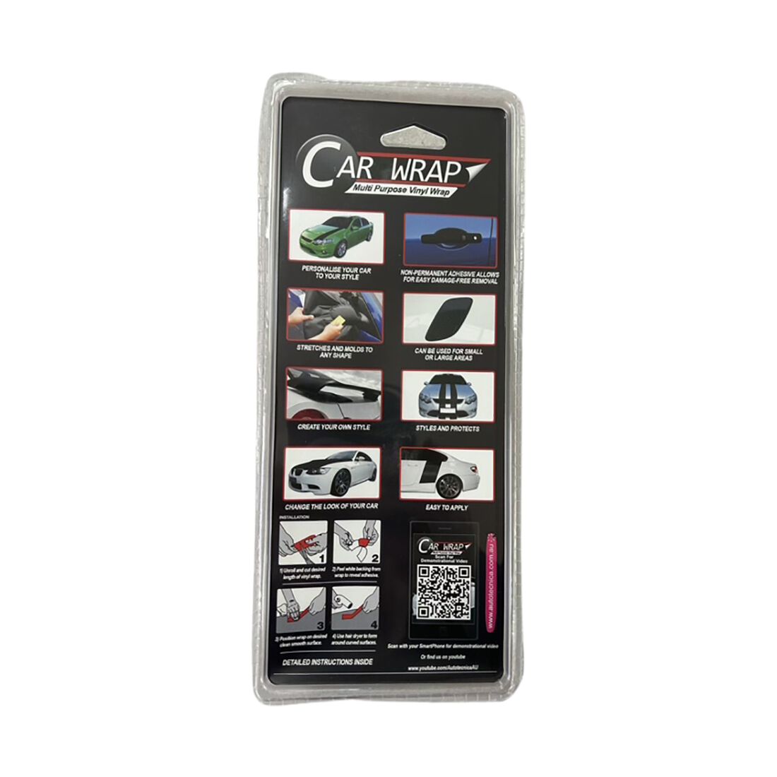 Autotecnica Vinyl Car Wrap Film - 3D Black, 20 x 213cm, , scanz_hi-res