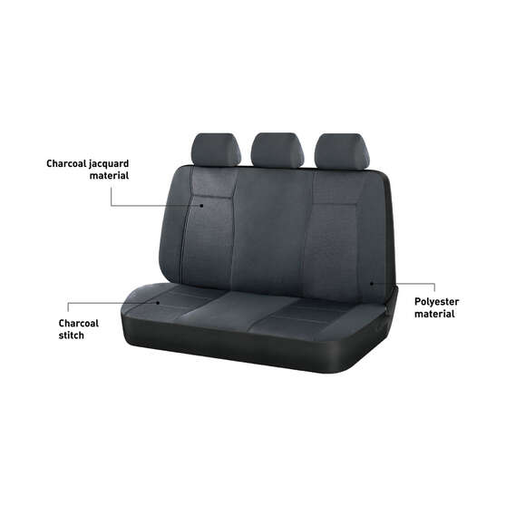 SCA Jacquard Seat Covers Charcoal Adjustable Headrests Rear Bench, , scanz_hi-res