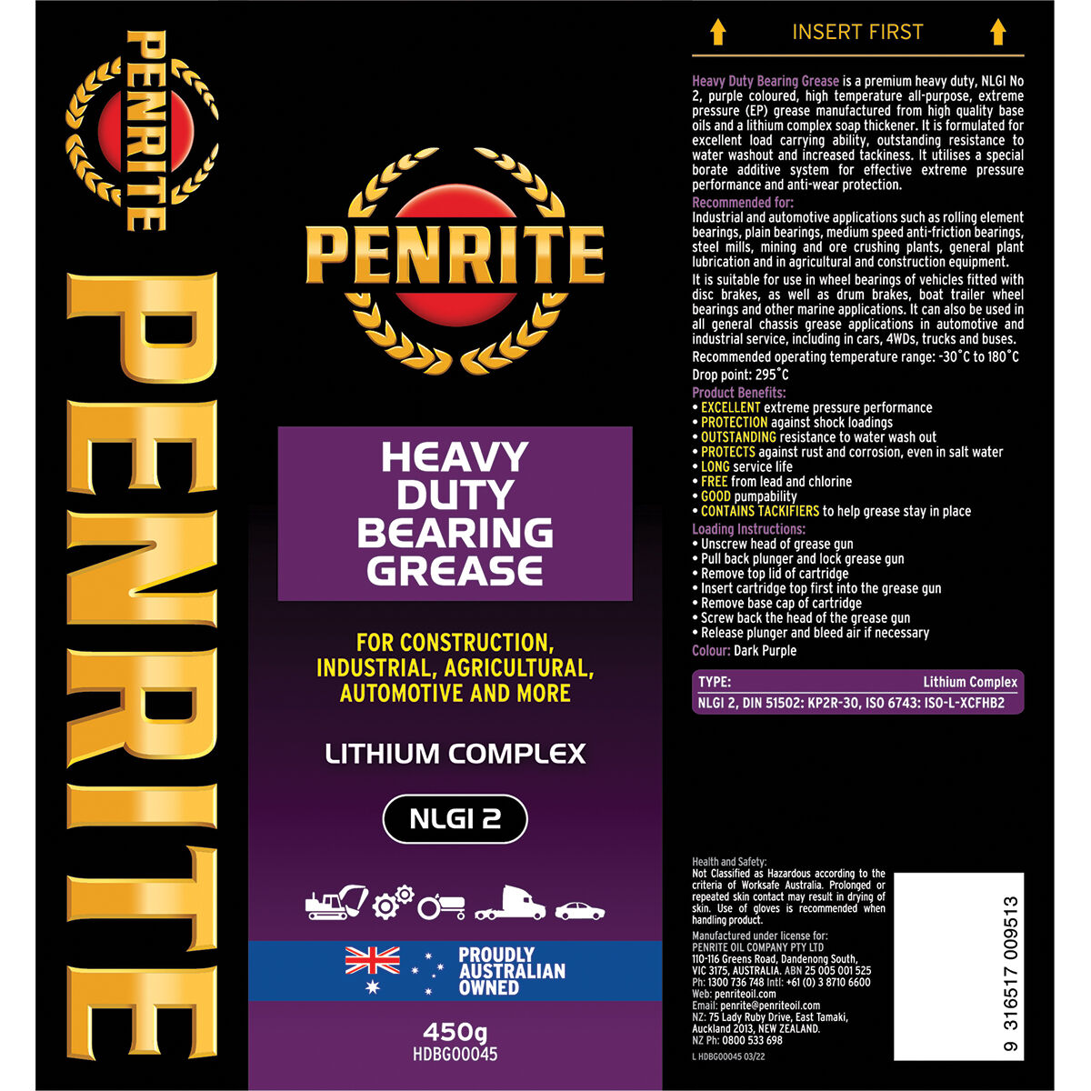 Penrite Heavy Duty Bearing Grease 450g, , scanz_hi-res