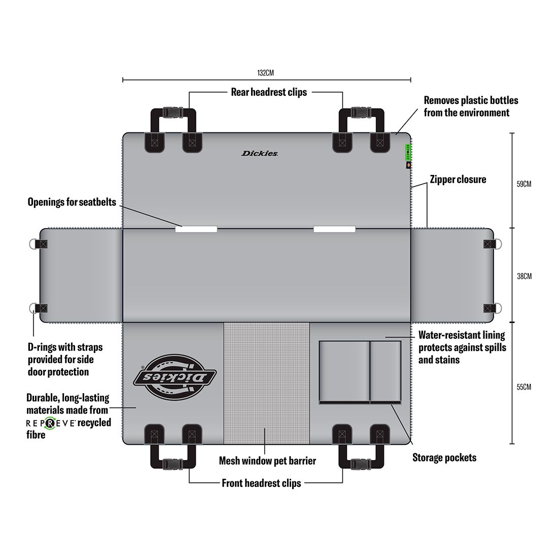 Original Dickies Repreve Crew Pet Hammock, , scanz_hi-res