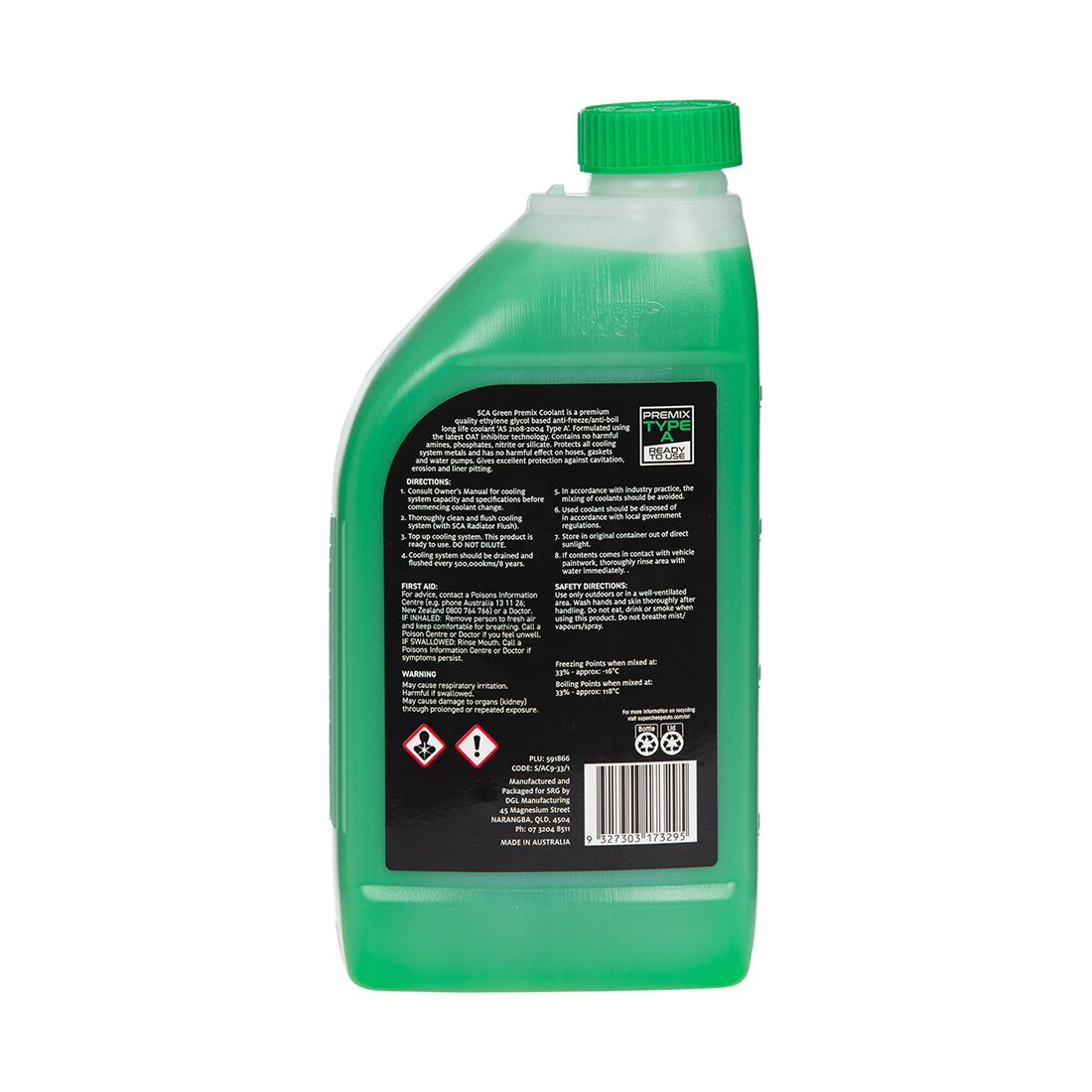 SCA Green Long Life Coolant Premix - 1 Litre, , scanz_hi-res