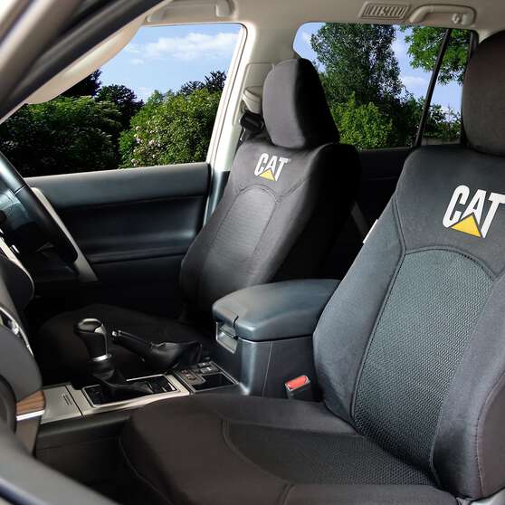 CAT Jacquard Seat Covers Black Adjustable Headrests Airbag Compatible, , scanz_hi-res