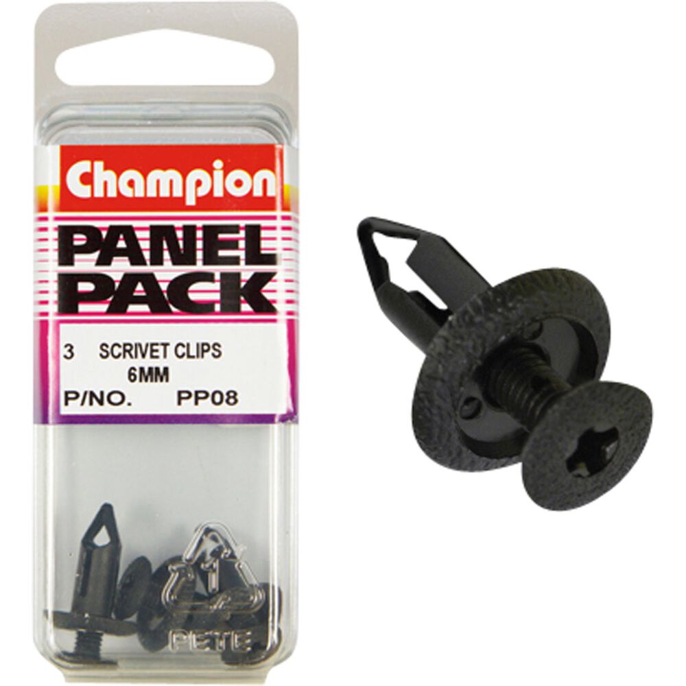 Champion Scrivet Clips 6mm, P08, Panel Pack Supercheap Auto New Zealand