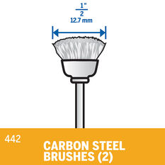 Dremel 2pk Carbon Steel 3.2mm Shank 13mm Dia Brush, , scanz_hi-res