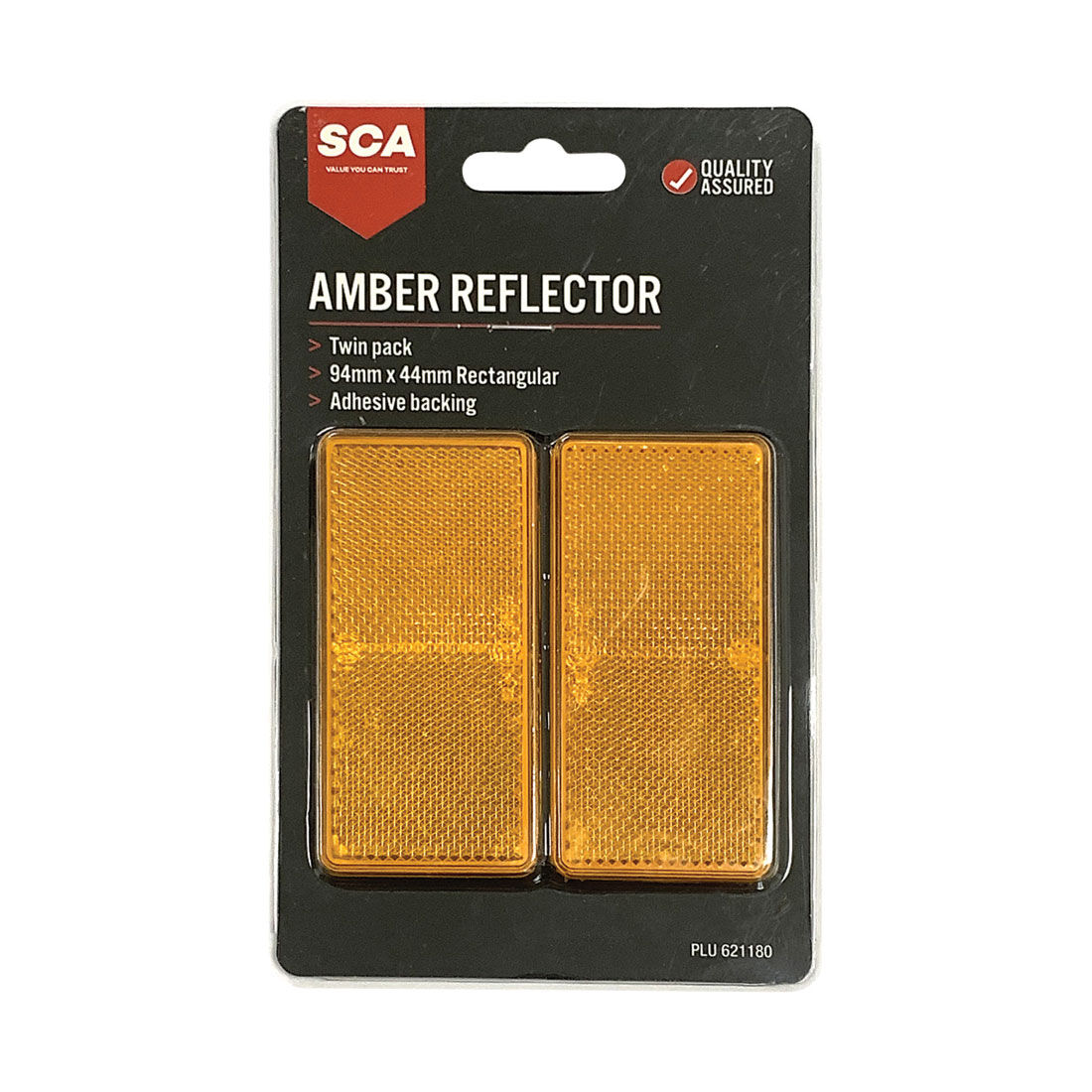 SCA Reflector Twin Pack Rectangular Amber 94 x 44mm, , scanz_hi-res