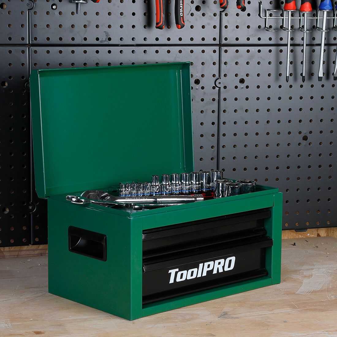 ToolPRO 15" Heavy Duty Mini Tool Chest Green, , scanz_hi-res