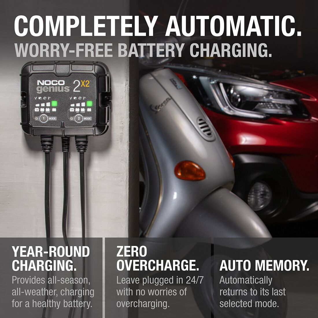 NOCO Genius 2X2 Smart Battery Charger 6V/12V 2-Bank 4 Amp, , scanz_hi-res