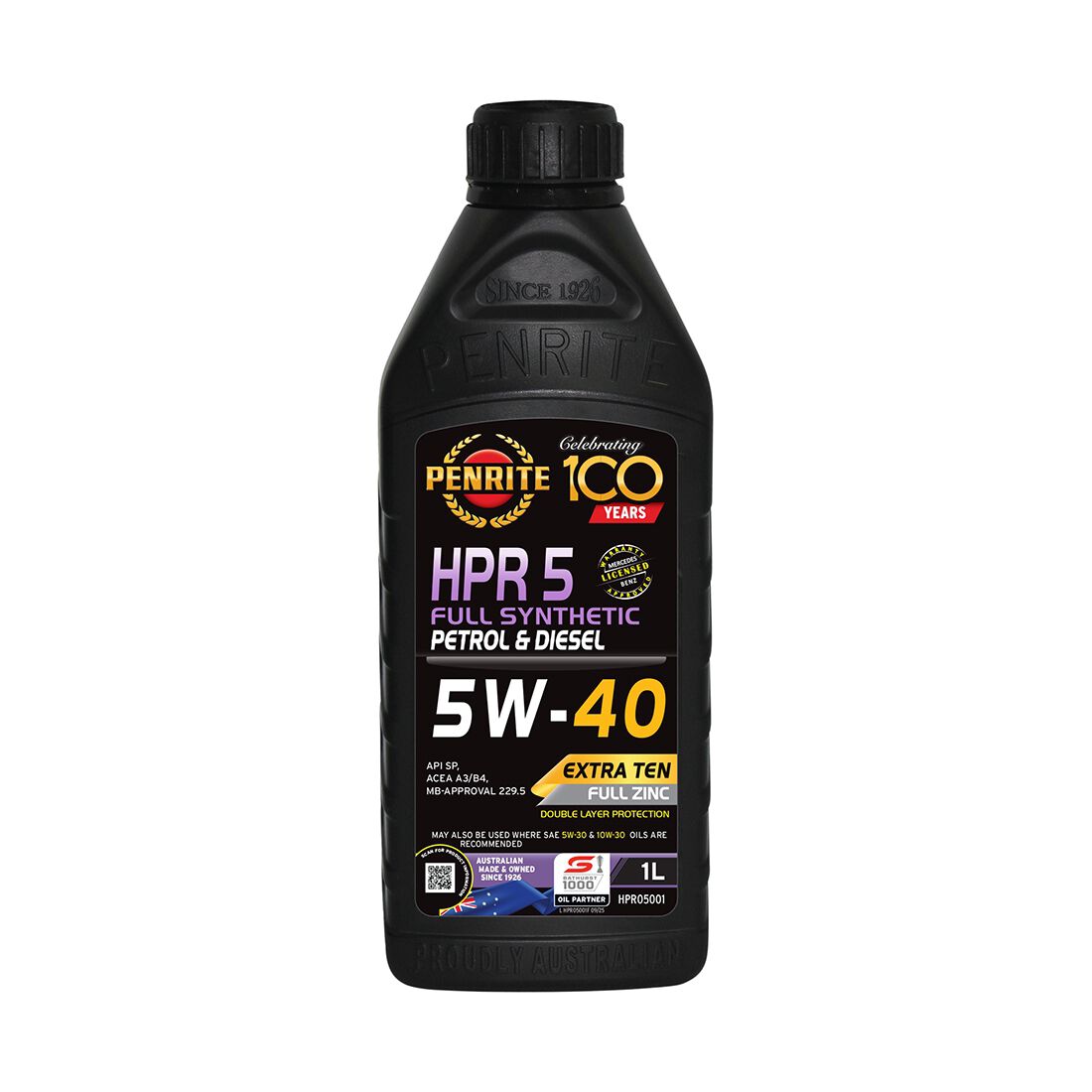 Penrite HPR 5 Engine Oil - 5W-40, 1 Litre, , scanz_hi-res