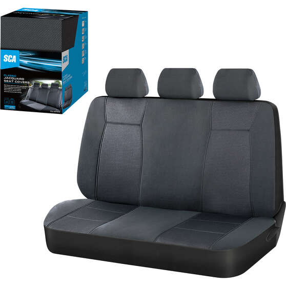 SCA Jacquard Seat Covers Charcoal Adjustable Headrests Rear Bench, , scanz_hi-res