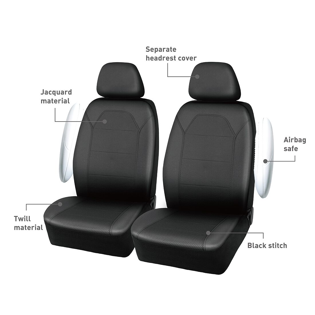 SCA Jacquard Embossed Dot Seat Covers Black, Adjustable Headrests, Airbag Compatible, Size 30A, , scanz_hi-res
