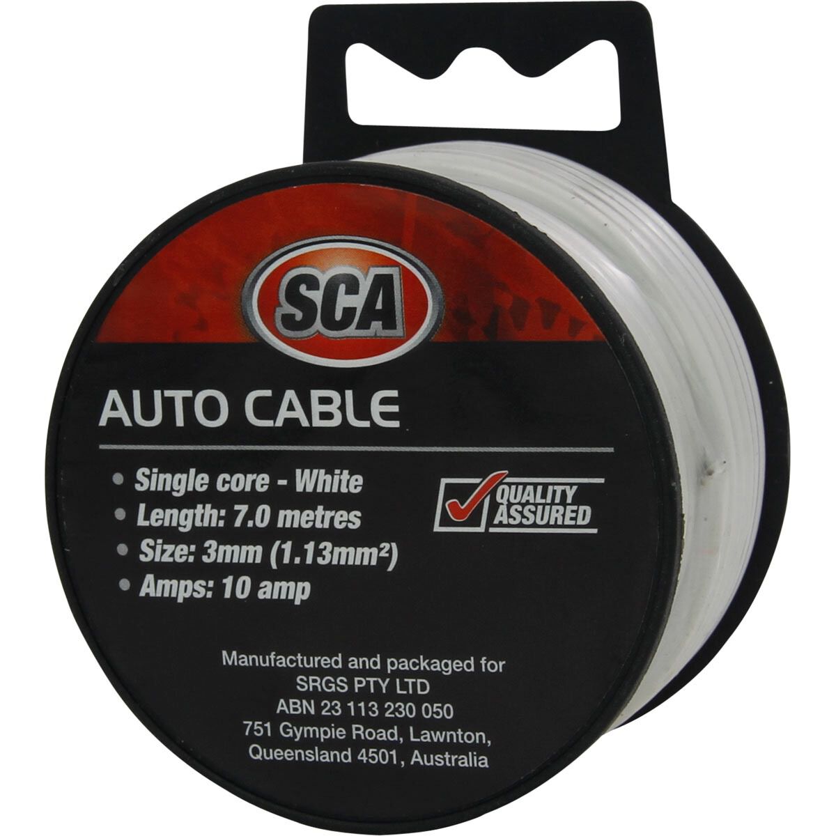 SCA Automotive Cable - Single Core, 10 Amp 3mm x 7m, White, , scanz_hi-res