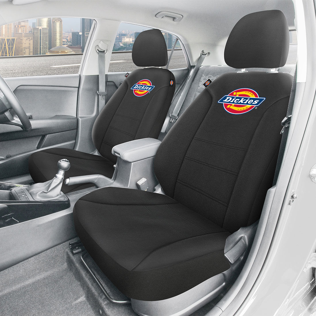 Dickies Repreve Polyester OG Logo Seat Covers Black Adjustable Headrests Airbag Compatible, , scanz_hi-res