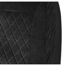 SCA Velour Quilted Seat Cover Pack Black Adjustable Headrests Front Pair & Rear Bench, , scanz_hi-res