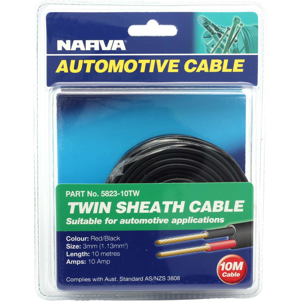 Narva Automotive Cable Twin Sheath 10 Metres 3mm 10 AMP, , scanz_hi-res