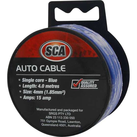 SCA Automotive Cable - Single Core, 15A 4mm x 4m, Blue, , scanz_hi-res